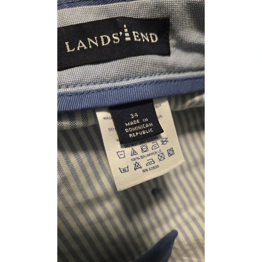 Lot 2 Lands' End Men's Chino Pants ~ 34x32 Tailored Fit Blue & Olive Cotton PICS